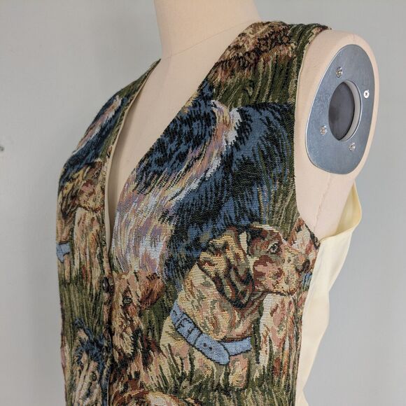 Vintage Dog Vest Womens M L 90s Tapestry Animal Veterinarian Puppy Multi - Picture 4 of 11